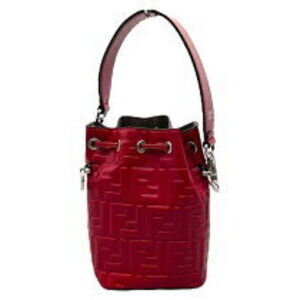 Fendi Embossed Red Bag Montresor Shoulder Leather